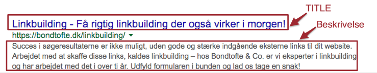 Beskrivelse og TITLE